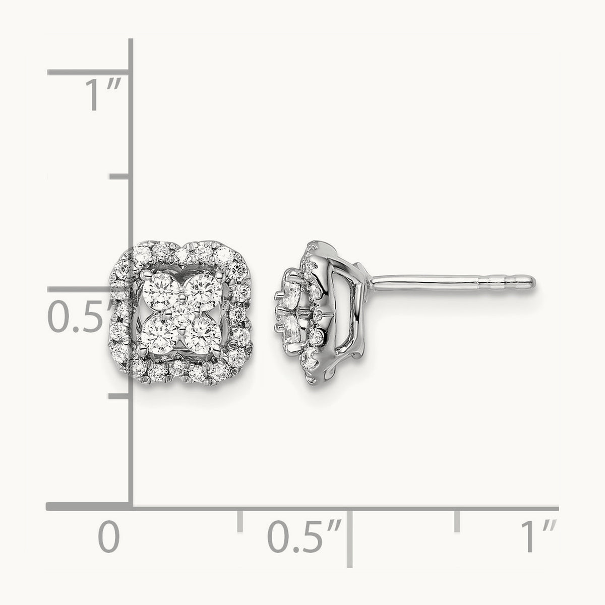 Square Halo Post Earrings, 0.50 ct tw Lab-Grown Diamond