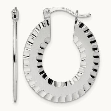 Radiant Essence SS Rhod-plated Brushed D/C Hoop Earrings — Leslie's