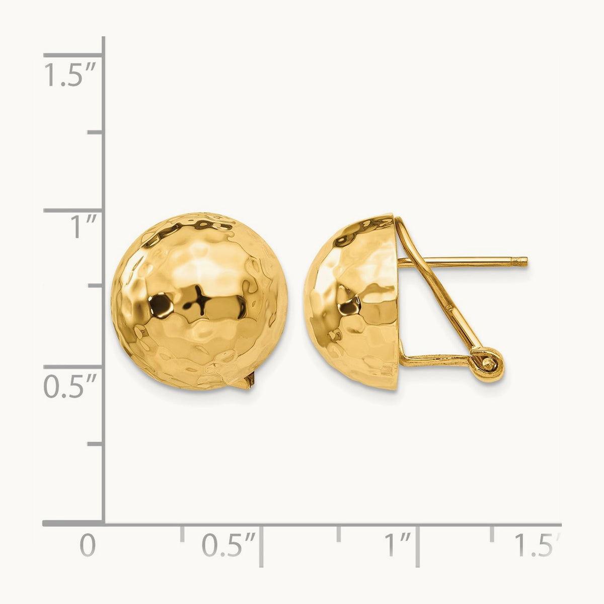 Hammered Omega Back Post Earrings — 14mm
