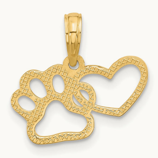 Polished Fancy Heart and Paw Charm, 14K