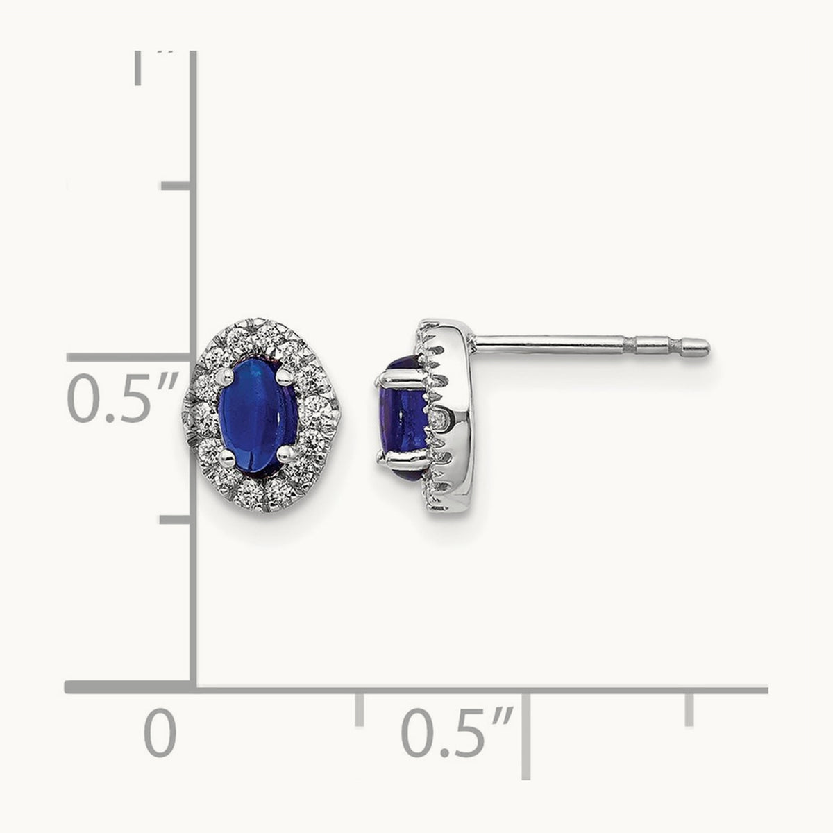 Created Sapphire Halo Post Earrings, 0.15 ct tw Lab-Grown Diamond