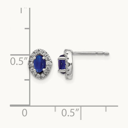 Created Sapphire Halo Post Earrings, 0.15 ct tw Lab-Grown Diamond