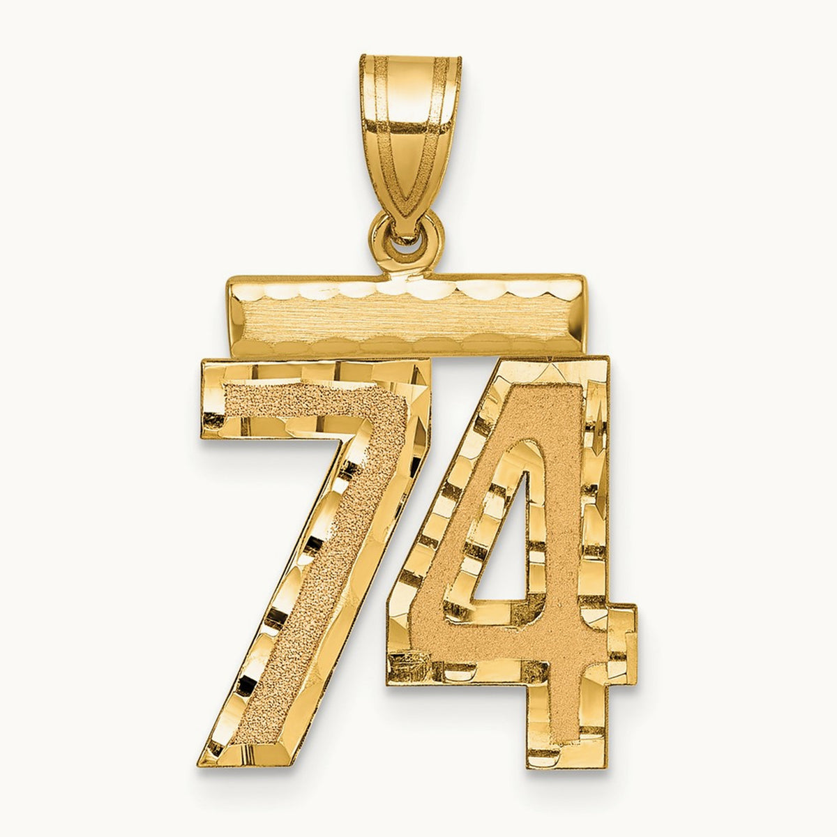 Medium Diamond-cut Number 74 Charm, 14K