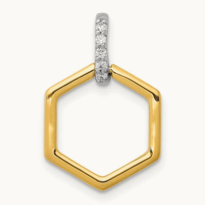 1/20ct. Diamond Fancy Hexagon Pendant, 14K Two-tone