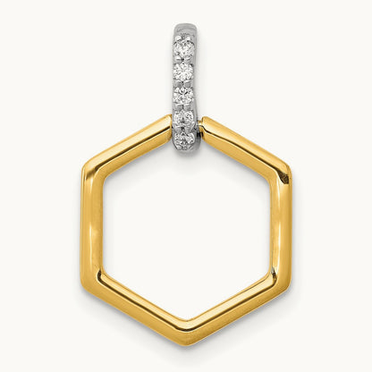 1/20ct. Diamond Fancy Hexagon Pendant, 14K Two-tone