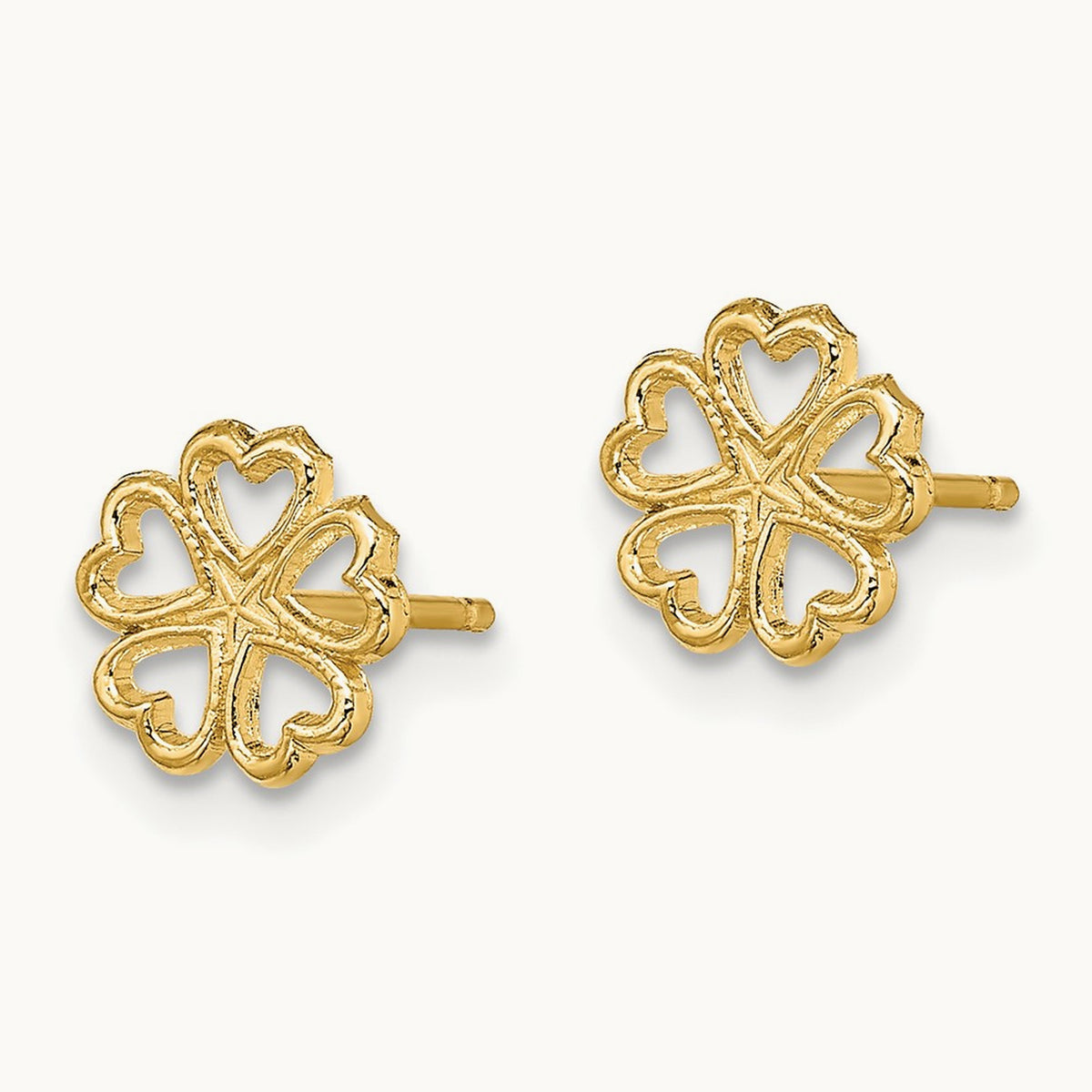 Five Hearts Circle Post Earrings, 14K