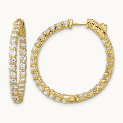 3.2ct 54- In/Out Hoop w/ Safety Clasp Diamond Earrings, 2.5mm, 14K