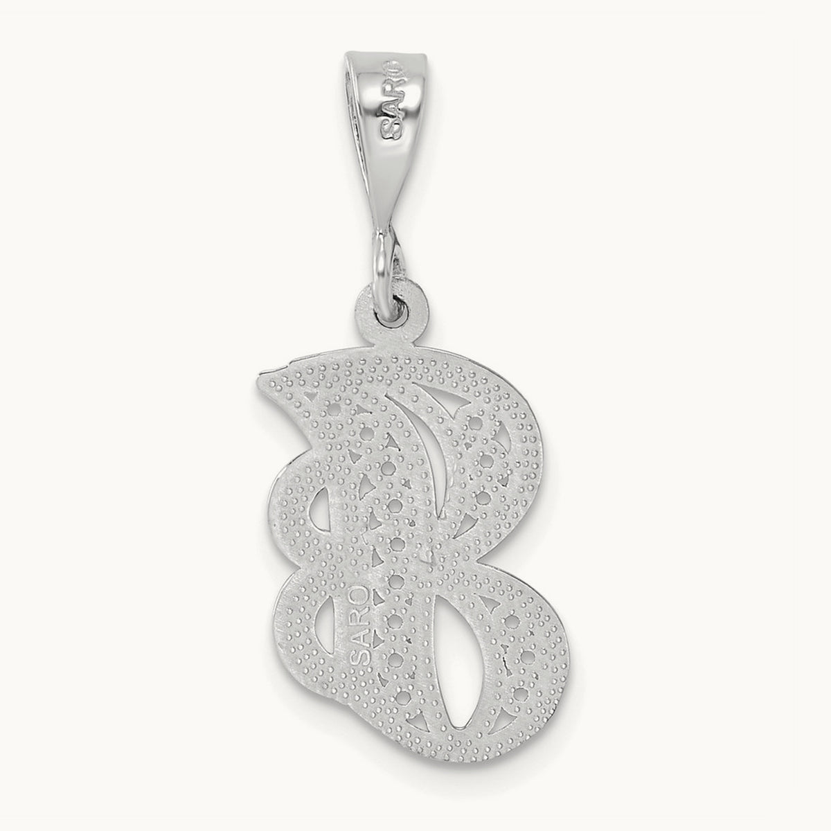 Solid Polished Script Filigree Initial Pendant — J