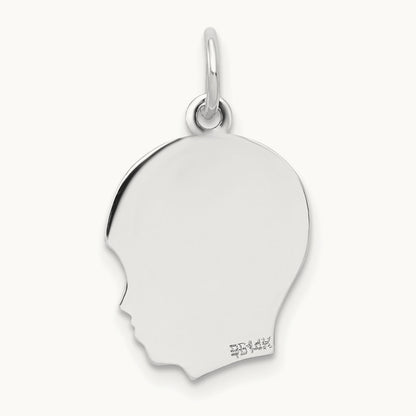 Plain Medium.009 Depth Facing Right Engravable Boy Charm — 22mm