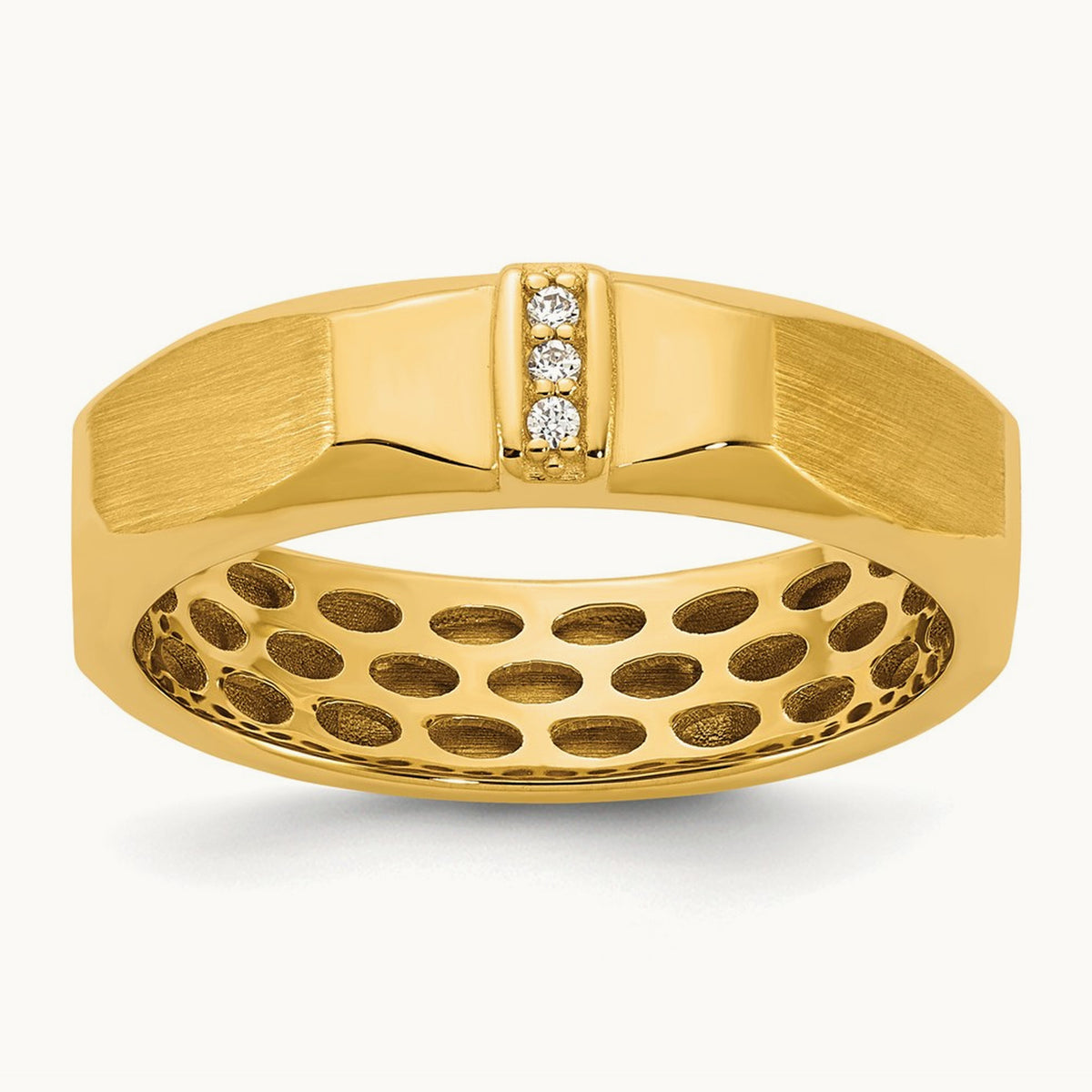 IB Goodman Mens Satin Complete .03ct Diamond Ring, 14K Yellow Gold