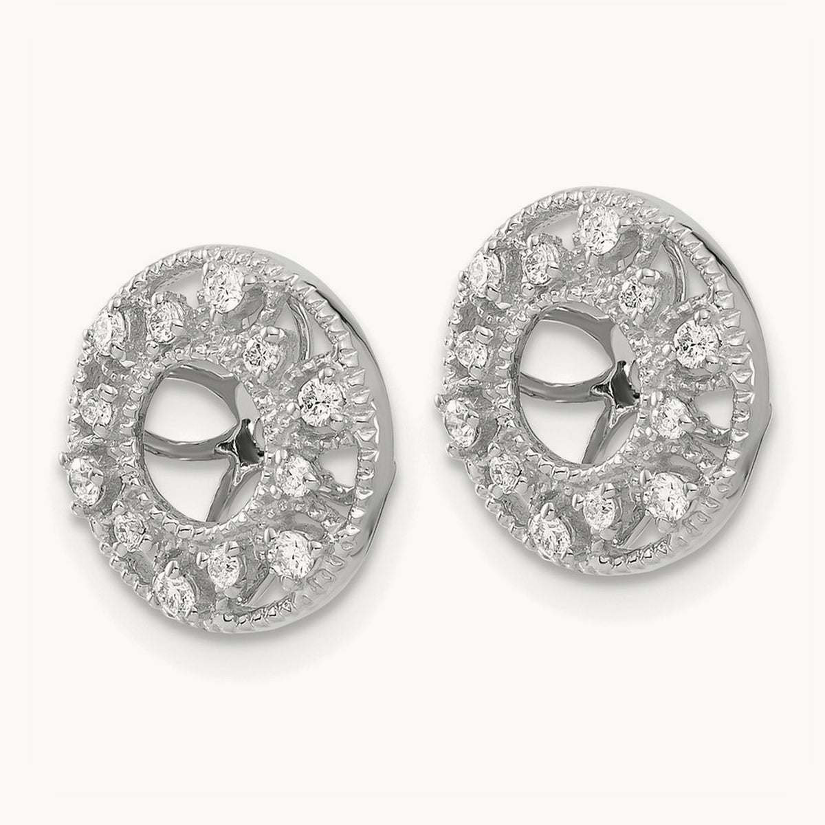 Fancy Diamond Earring Jackets — 14K White Gold, 13mm