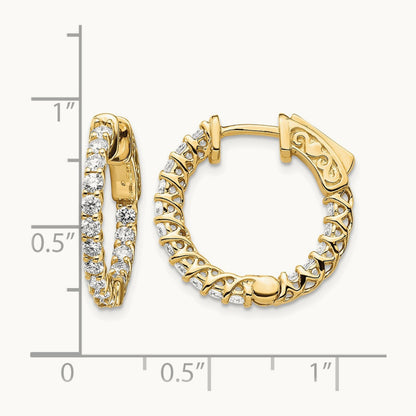Diamond Round Hoop w/Safety Clasp Earrings, 14K