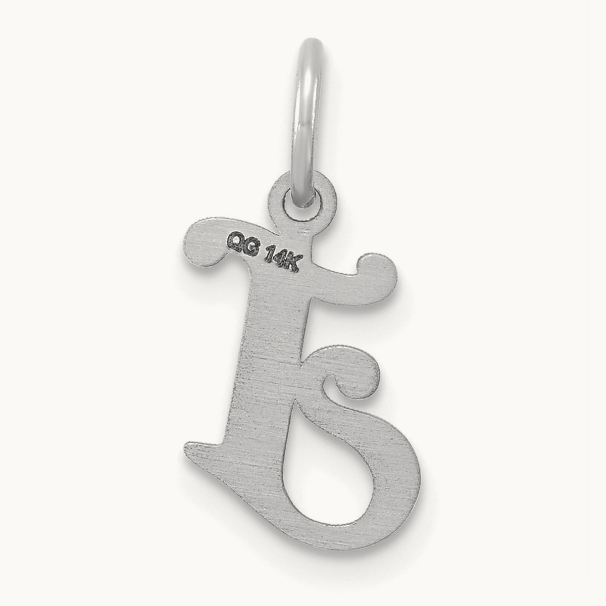 Diamond-cut Initial Charm — 14K White Gold, J