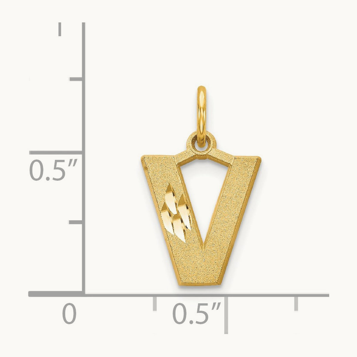 Satin Diamond-cut Initial Charm — 14K Yellow Gold, V