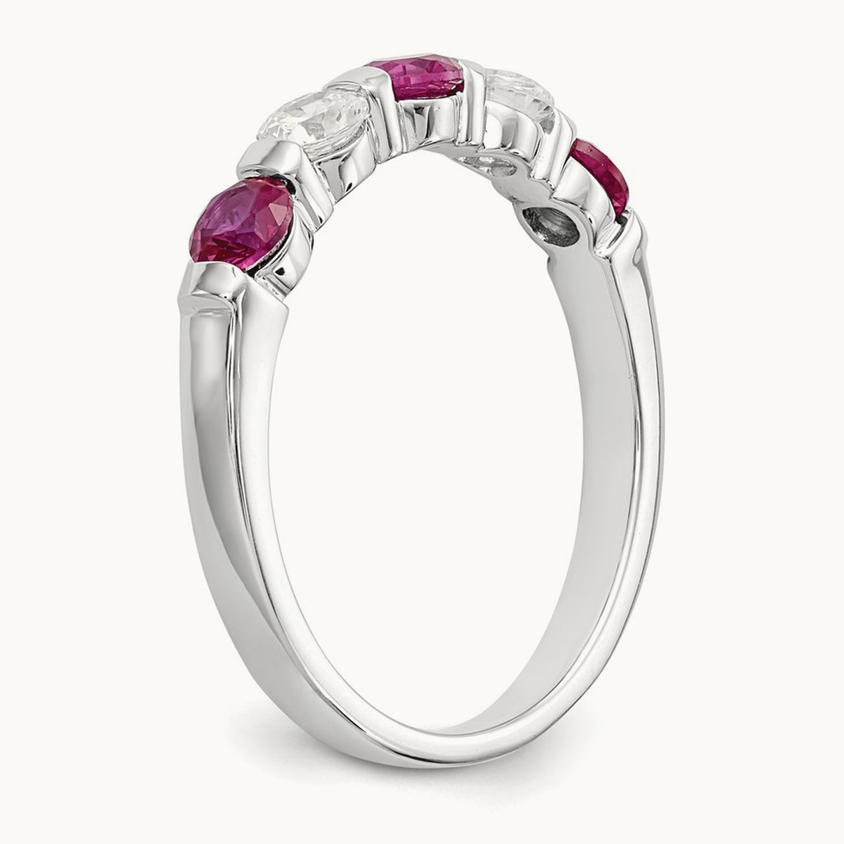 Diamond w/Ruby Band, 14K White Gold