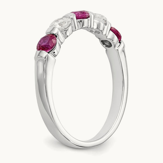 Diamond w/Ruby Band, 14K White Gold