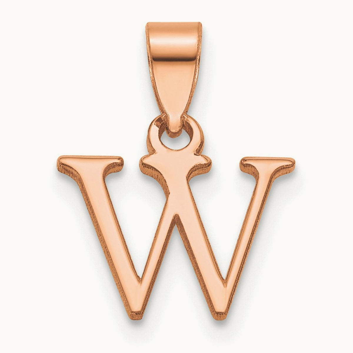 Polished Block Initial Pendant — 14K Rose Gold, W