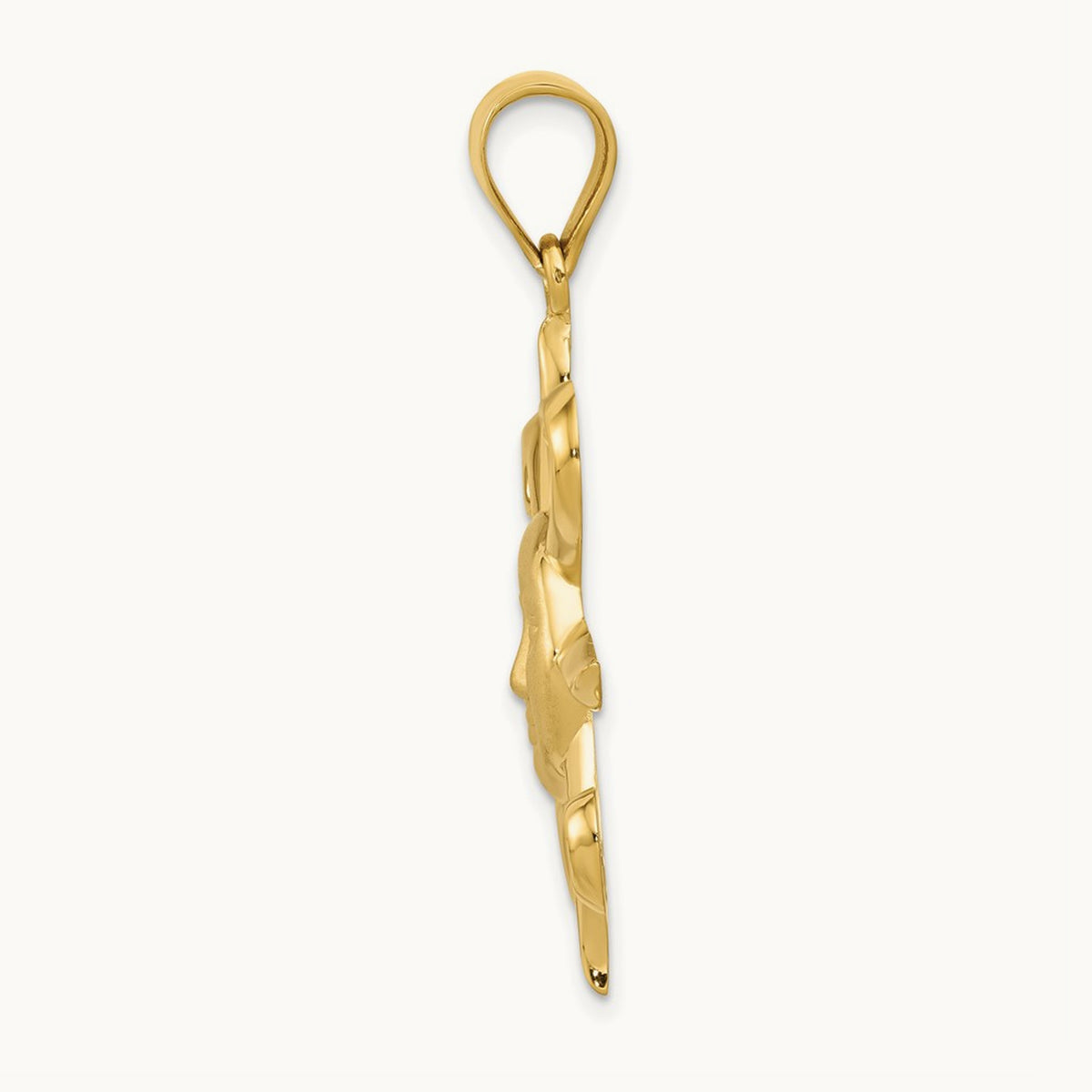 Satin and Polished Sun Pendant, 14K