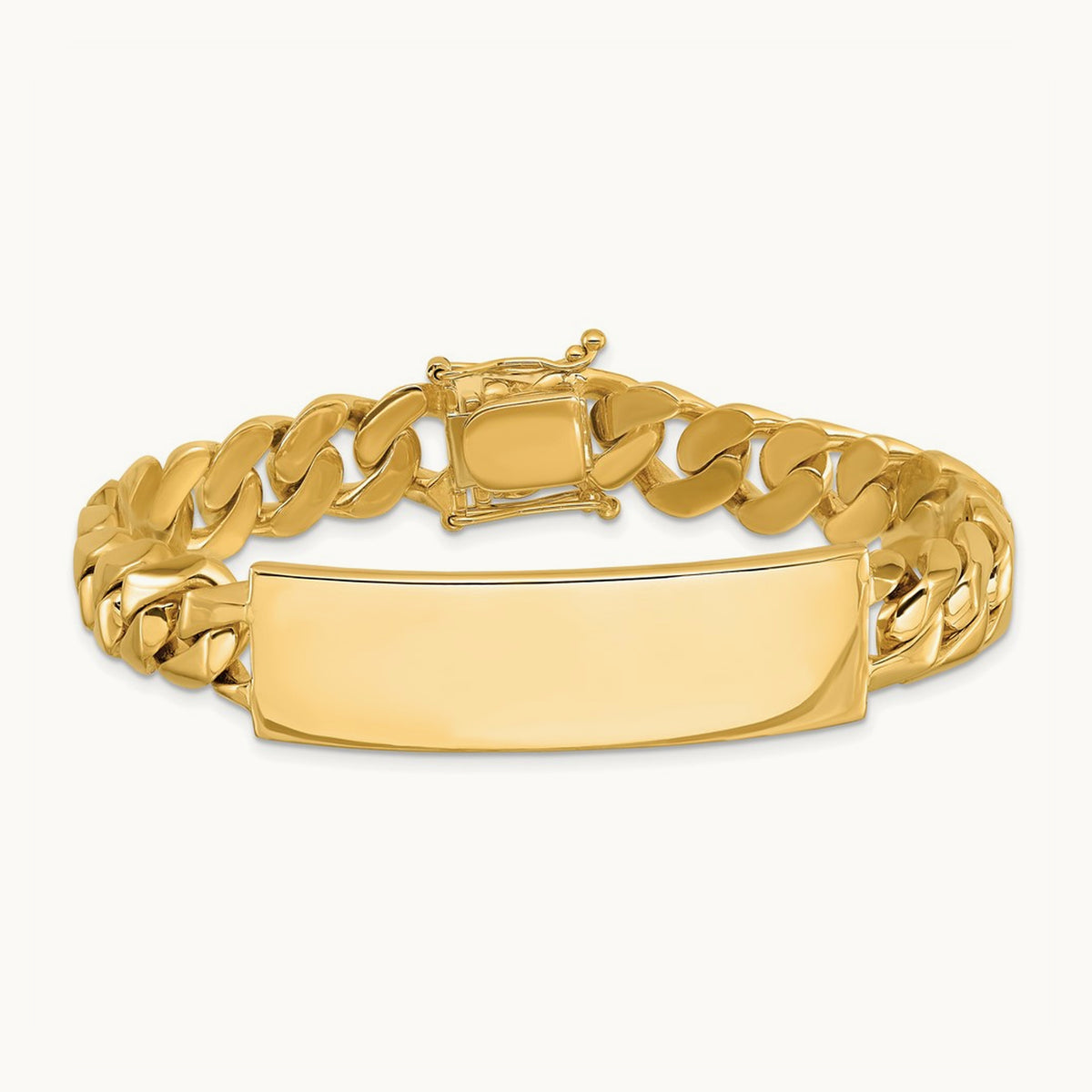 Hand-polished Curb Link ID Bracelet, 14K