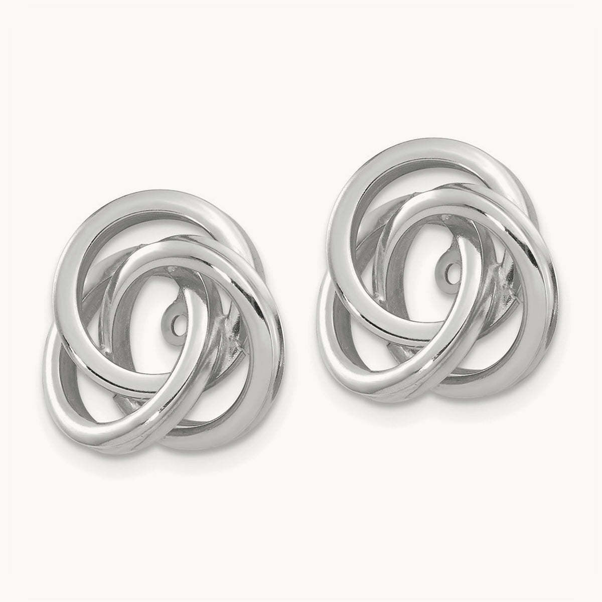 Polished Love Knot Earring Jackets — 14K White Gold, 15mm