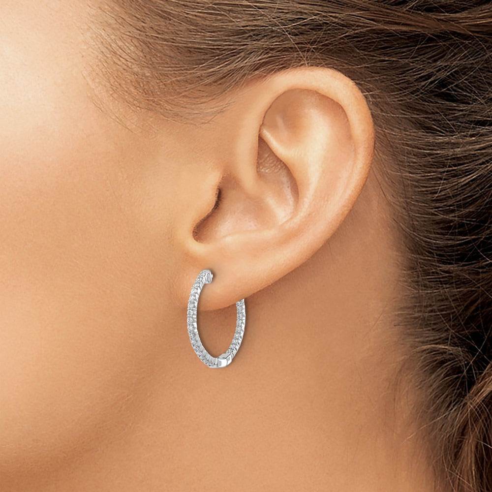 In/Out Hoop Earrings, 0.50 ct tw Lab-Grown Diamond — 14K White Gold