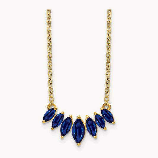 Marquise Sapphire 18 inch Necklace, 14K