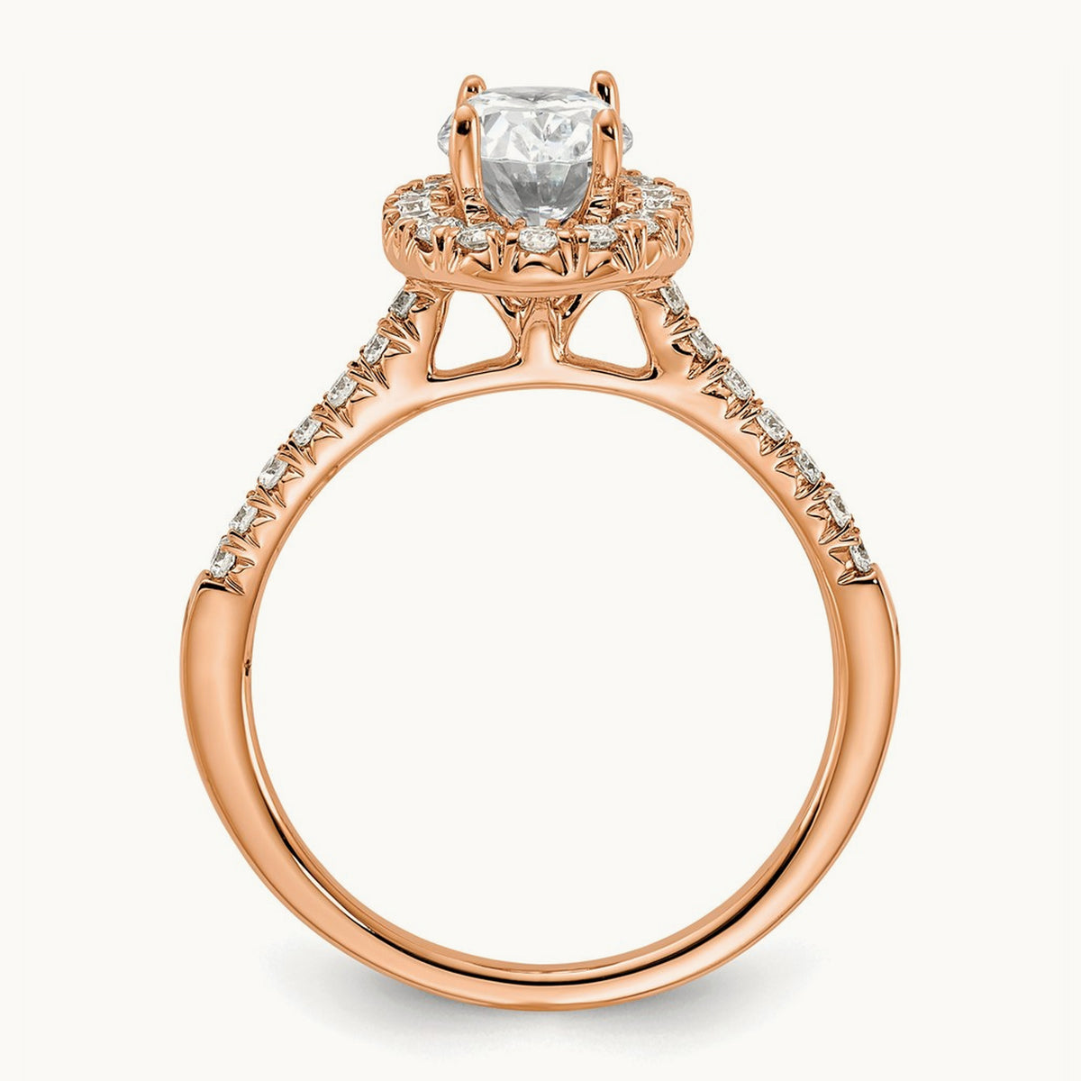 Oval Halo Engagement Ring, 0.25-2.50 ct tw Lab-Grown Diamond — 1 3/8 ct, VS (Best) · Certified, 14K Rose Gold