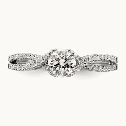 Criss-Cross 1/2ct Round Semi-Mount Eng Dia Ring, 14K White Gold