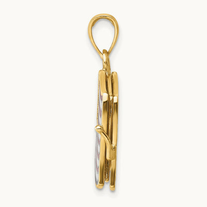 w/ Enamel 3-D Pledge Of Allegiance Flag Book Charm, 14K