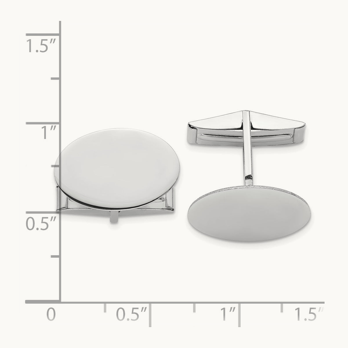 Men's Oval Cuff Links — 14K White Gold