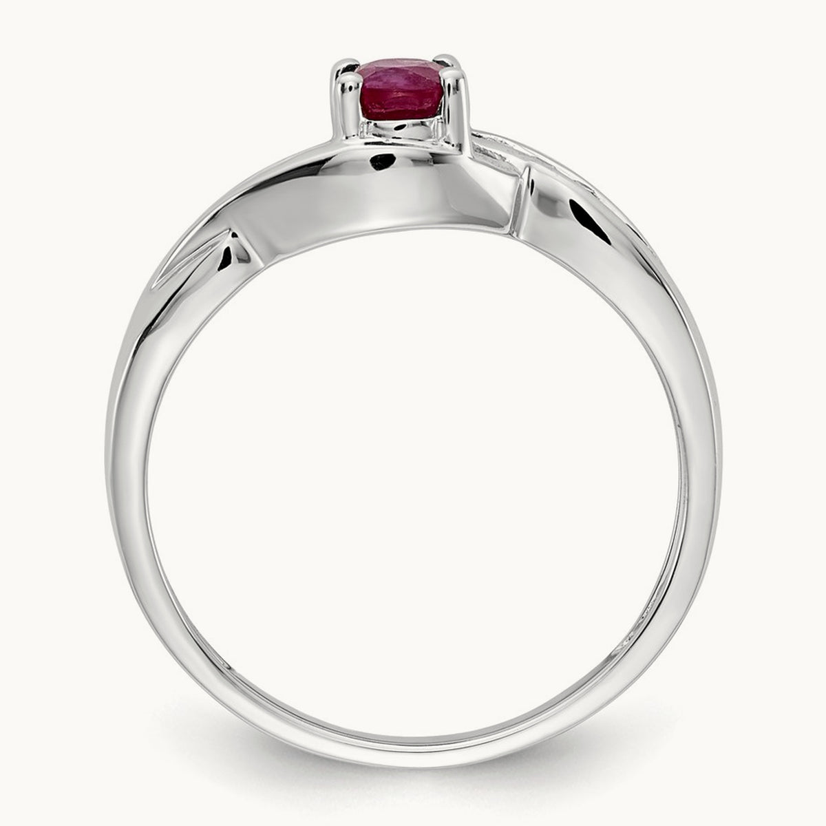 Oval Composite Ruby and Diamond Ring, 14K White Gold