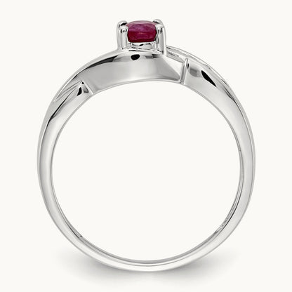 Oval Composite Ruby and Diamond Ring, 14K White Gold