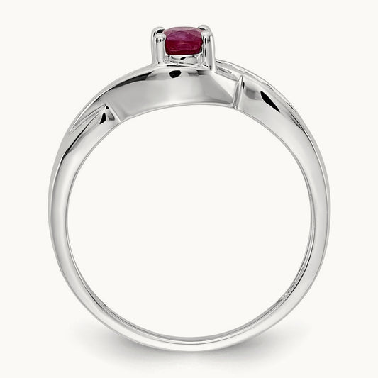 Oval Composite Ruby and Diamond Ring, 14K White Gold