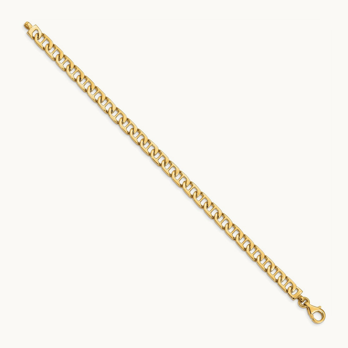 Hand-polished Fancy Anchor Link Bracelet — 14K Yellow Gold, 6.5mm