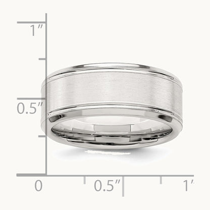 Sterling Silver 6mm Brushed Flat Beveled Edge Fancy Band