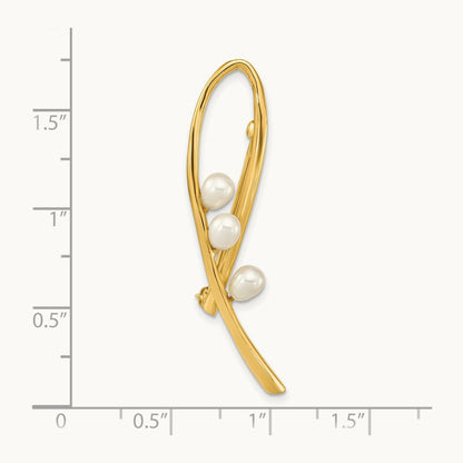 4- Teardrop White FWC Pearl Brooch, 5mm, 14K
