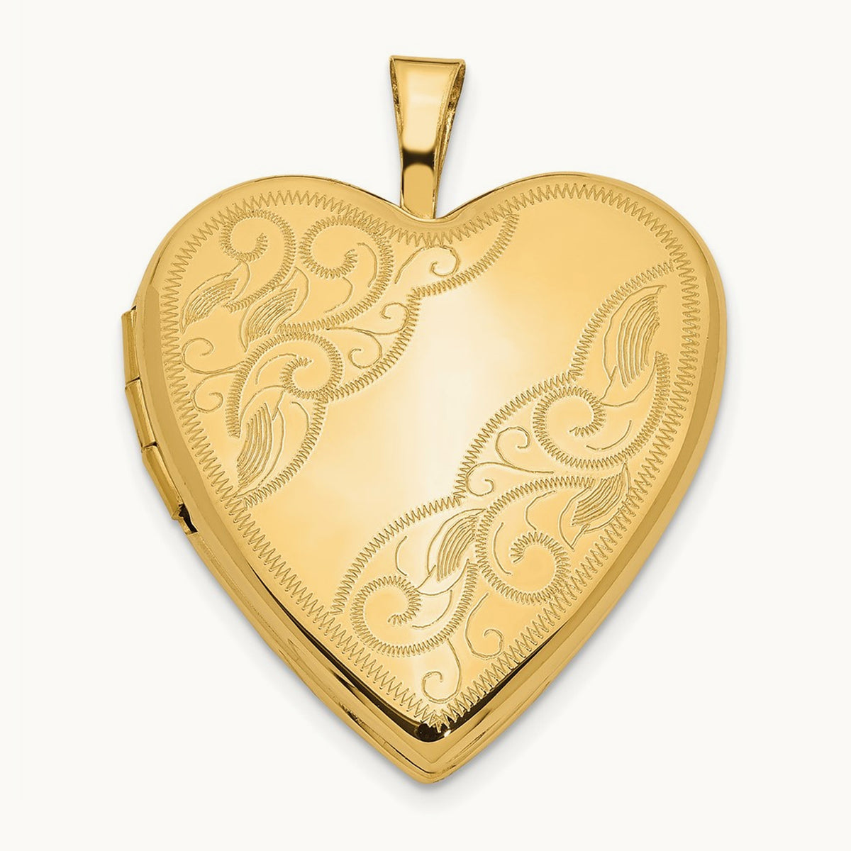 Swirl Heart Locket, 20mm, 14K Yellow Gold
