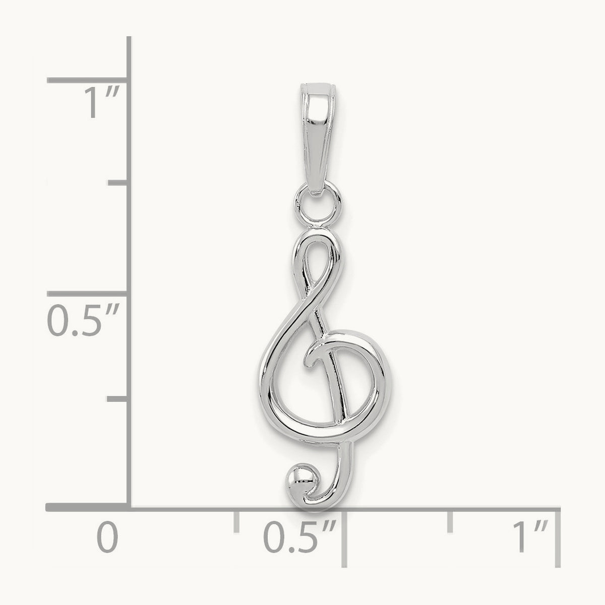 Polished Open-Backed Treble Clef Pendant — 14K White Gold