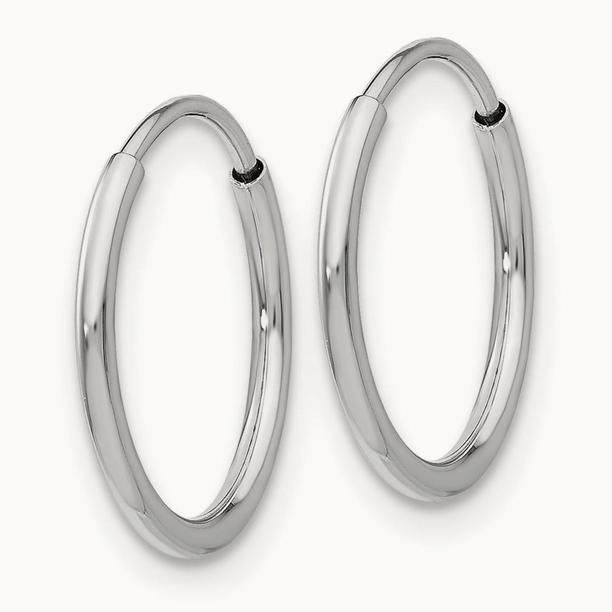 Polished Endless Tube Hoop Earrings, 1.20mm, 14K White Gold