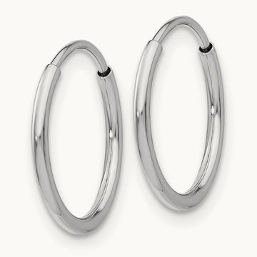 Polished Endless Tube Hoop Earrings, 1.20mm, 14K White Gold