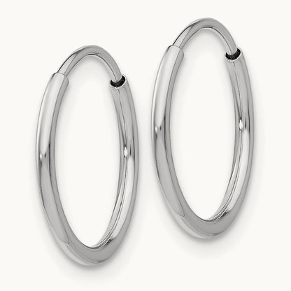Polished Endless Tube Hoop Earrings, 1.20mm, 14K White Gold