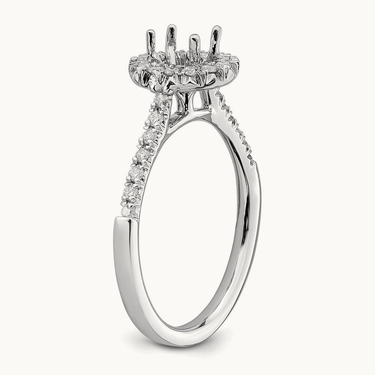Oval Semi-Mount Halo Engagement Ring, 0.25-0.50 ct tw Lab-Grown Diamond — 14K White Gold, 7