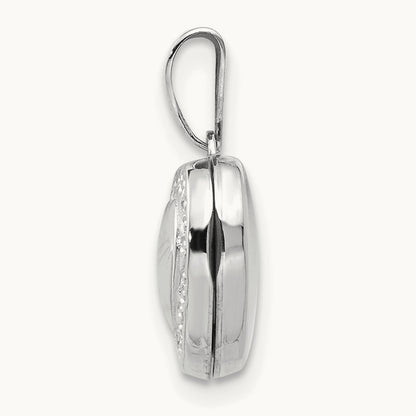 Polished Heart-Shaped Scrolled Locket, 14K White Gold