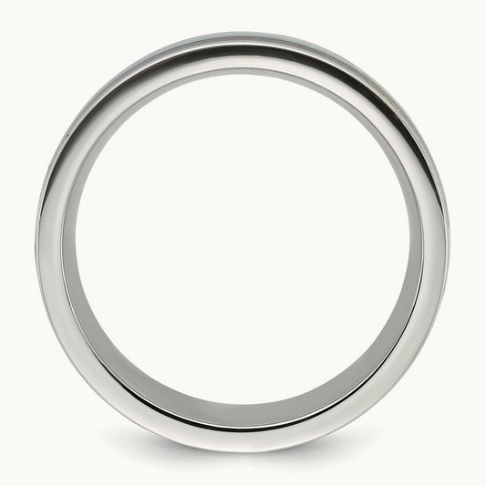 Polished with Turquoise/Black Star Sandstone Inlay Band, 8mm, Titanium