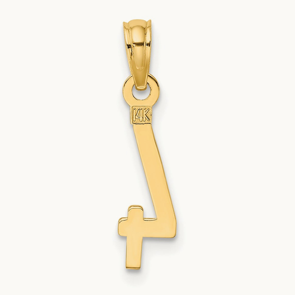 Polished Number 4 Pendant — 14K Yellow Gold
