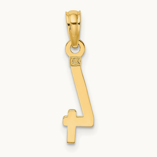 Polished Number 4 Pendant — 14K Yellow Gold