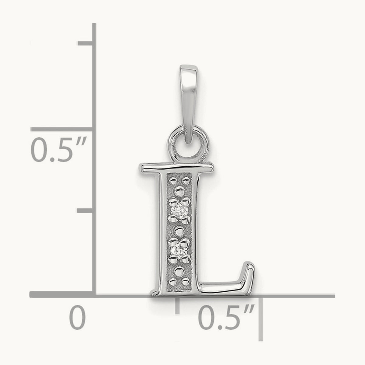 Diamond Letter L Initial Pendant, 14K White Gold