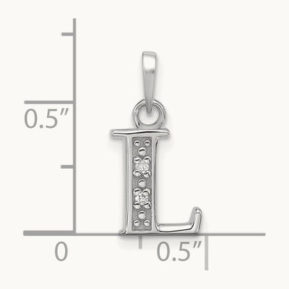 Diamond Letter L Initial Pendant, 14K White Gold