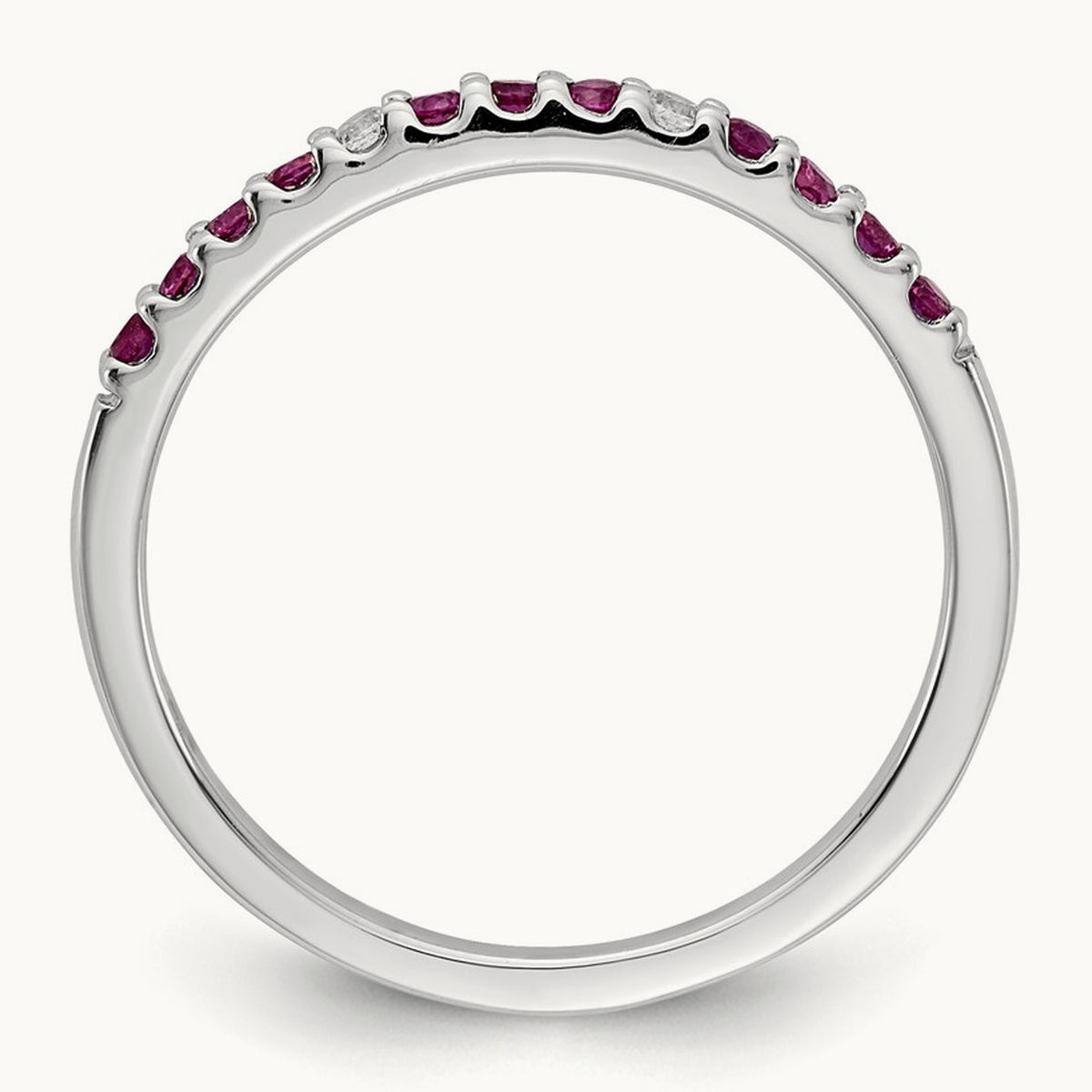 Diamond and Ruby Band, 14K White Gold