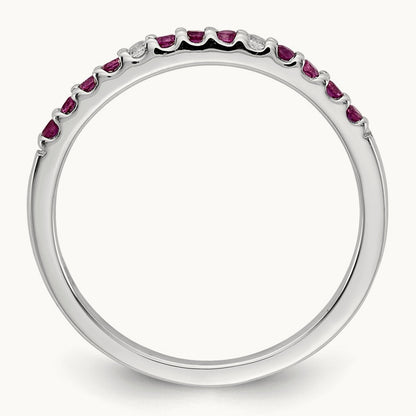 Diamond and Ruby Band, 14K White Gold